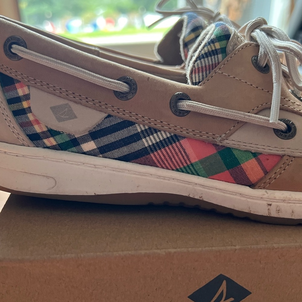 Sperry Bluefish Plaid Linen/Oat